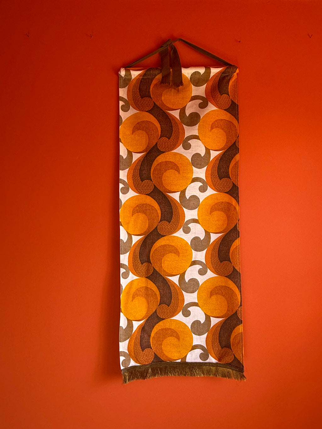 Mid Century Hanging Fabric with Bronze Fringing