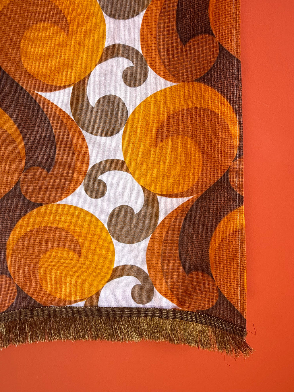 Mid Century Hanging Fabric with Bronze Fringing