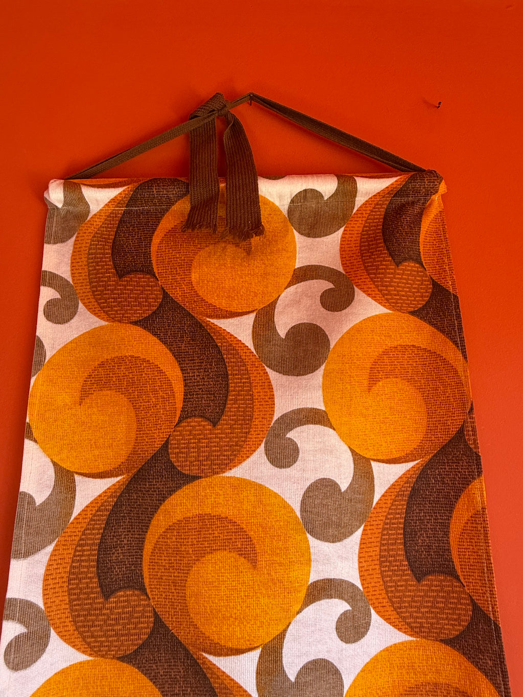 Mid Century Hanging Fabric with Bronze Fringing