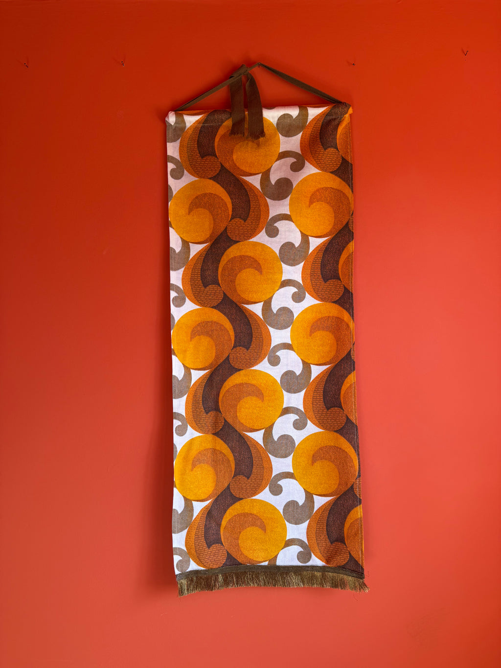Mid Century Hanging Fabric with Bronze Fringing
