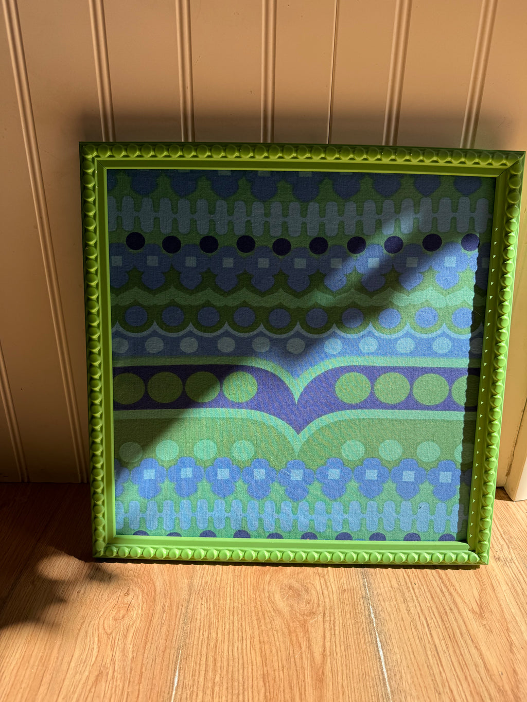 Geometric Blue and Green Framed Notice Board